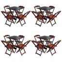 Ver imagem 1 de Kit 4 Conjuntos de Mesa com 4 Cadeiras de Madeira Dobravel 70x70 Qualidade Móveis Guara - Imbuia