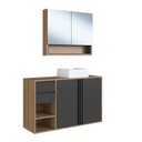 Ver imagem 1 de Gabinete de Banheiro 110cm com Espelheira 2 Portas e Cuba Antônia Preto/Mel/Grafite