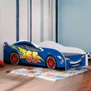 Ver imagem 2 de Mini Cama Carro para Meninos em Mdf Resistente Montessoriana:azul