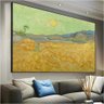 Quadro Decorativo Van Gogh Campos De Trigo Com Ceifeiro:60x40 cm/DOURADA - 4