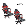 Kit 2 Cadeiras Gamer Stillus Ergonômica com Apoio para Os Pés - Vermelho + E-book - 1