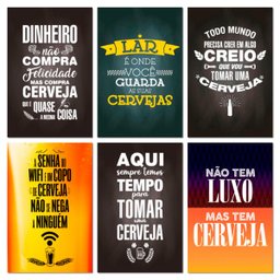 Kit Placas Quadros Cervejas Frases Bar Mdf 6 pçs 20x30 cm - 1