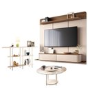 Ver imagem 1 de Home Suspenso Galax Castanho Off White e Aparador Infinity e Mesa de Centro Sky com Tampo de Vidro