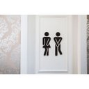 Ver imagem 4 de Kit 2 Placas Decorativas Banheiro Boneco Recorte 30x12 Cm