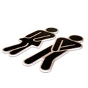 Ver imagem 2 de Kit 2 Placas Decorativas Banheiro Boneco Recorte 30x12 Cm