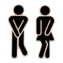 Ver imagem 1 de Kit 2 Placas Decorativas Banheiro Boneco Recorte 30x12 Cm