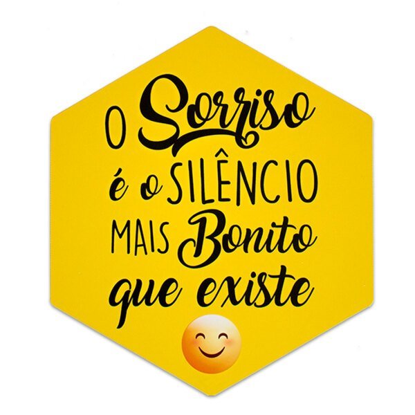 Placa Decorativa Frase Sorriso Recorte 30x26 Cm