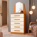 Ver imagem 2 de Cômoda Quarto Veneza com 5 Gavetas e Espelho Cinamomo/off White