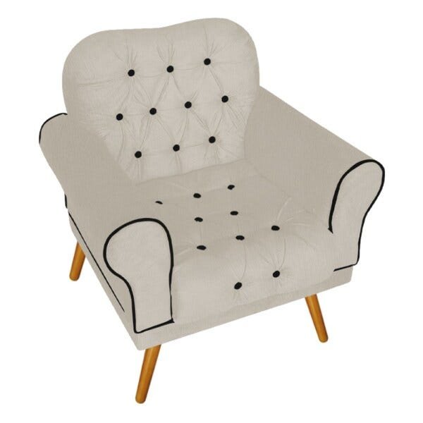 Poltrona Mariana Pés Palito Mel Suede Bege - Amarena Móveis - 1