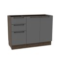 Ver imagem 2 de Balcão 120cm 2 Portas 3 Gavetas com Divisor de Talheres Cozinha sem Tampo Lisboa