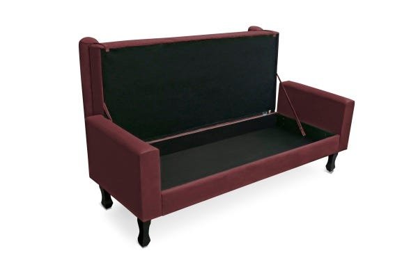 Recamier Bau Felix Solteiro 1,00 Suede Bordo - 3