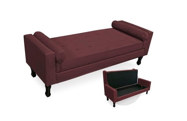 Recamier Bau Felix Solteiro 1,00 Suede Bordo - 1