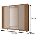 Ver imagem 2 de Guarda Roupa Casal Arizona Espelho 3 Portas de Correr Carvalho Fendi Moval
