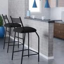 Ver imagem 2 de Banqueta Alta com Encosto Ibiza Industrial para Balcão Cozinha Corino Preto - Aurora Line