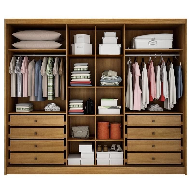 Guarda Roupa Casal Logan 3 Portas 8 Gavetas Cumaru 25 Fendi com
