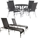 Ver imagem 1 de Kit 4 Cadeiras Vênus e Mesa Garden, 2 Espreguiçadeiras Catar e Mesa Emily para Jardim, Piscina Trama