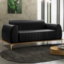 Ver imagem 2 de Sofá 180cm 3 Lugares Base Gold Molino D06 PU B-159 Preto - Mpozenato