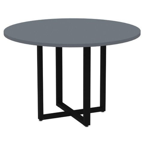 Mesa de Reunião Redonda P25 Pandin 110 Cm (largura) Tampo Mdp Grafito Pé Aço Tubular Preto