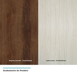 Guarda Roupa Solteiro de Canto com Vidro Reflecta Nogueira Dourado com Legno Crema Prime Luciane - 6