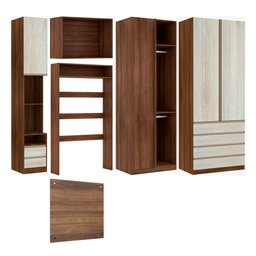 Guarda Roupa Solteiro de Canto com Vidro Reflecta Nogueira Dourado com Legno Crema Prime Luciane - 2