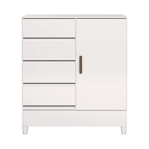 Cômoda Sapateira 1 Porta 4 Gavetas Fit 1.4 para Quarto Branco Santos Andirá