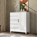 Ver imagem 2 de Cômoda Sapateira 1 Porta 4 Gavetas Fit 1.4 para Quarto Branco Santos Andirá