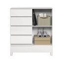 Ver imagem 3 de Cômoda Sapateira 1 Porta 4 Gavetas Fit 1.4 para Quarto Branco Santos Andirá