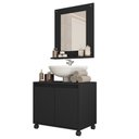 Ver imagem 1 de Kit Conjunto Gabinete Armario Banheiro Espelho Clean Preto