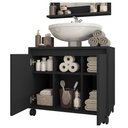 Ver imagem 4 de Kit Conjunto Gabinete Armario Banheiro Espelho Clean Preto
