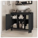 Ver imagem 3 de Kit Conjunto Gabinete Armario Banheiro Espelho Clean Preto