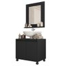 Kit Conjunto Gabinete Armario Banheiro Espelho Clean Preto - 1