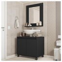 Ver imagem 2 de Kit Conjunto Gabinete Armario Banheiro Espelho Clean Preto