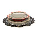 Ver imagem 1 de Aparelho de Jantar em Porcelana Preto com Detalhes Vermelho 24 Peças