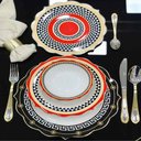 Ver imagem 2 de Aparelho de Jantar em Porcelana Preto com Detalhes Vermelho 24 Peças