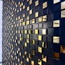 Ver imagem 2 de 40 Placas 3d Efeito Espelhado Dourado Pixel Revestimento Parede - 25cm