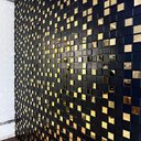 Ver imagem 3 de 40 Placas 3d Efeito Espelhado Dourado Pixel Revestimento Parede - 25cm