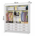 Ver imagem 4 de Guarda-roupa Solteiro Orrizonte 3 Portas 9 Gavetas com Espelho Branco - Pnr Móveis