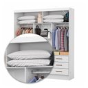Ver imagem 6 de Guarda-roupa Solteiro Orrizonte 3 Portas 9 Gavetas com Espelho Branco - Pnr Móveis