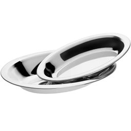 Travessa de Aço Inox Oval 20cm Pequena Hercules Baixela Funda para Servir Salada Porções - 3