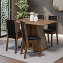 Ver imagem 1 de Conjunto Sala de Jantar Mesa Tampo de Madeira 4 Cadeiras Rustic/crema/preto Sophie Madesa