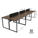 Ver imagem 3 de Escrivaninha Mesa Escritório 6 Lugares 360cm Industrial Nogal e Preto Marrom
