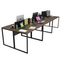 Ver imagem 5 de Escrivaninha Mesa Escritório 6 Lugares 360cm Industrial Nogal e Preto Marrom