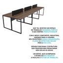 Ver mais imagens de Escrivaninha Mesa Escritório 6 Lugares 360cm Industrial Nogal e Preto Marrom