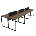 Ver imagem 2 de Escrivaninha Mesa Escritório 6 Lugares 360cm Industrial Nogal e Preto Marrom