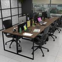 Ver imagem 6 de Escrivaninha Mesa Escritório 6 Lugares 360cm Industrial Nogal e Preto Marrom