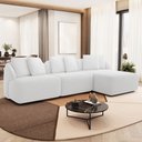 Ver imagem 1 de Sofá 3 Lugares com Chaise Direito Sala Living 248cm Arlo F04 Bouclê Off White - Lyam Decor