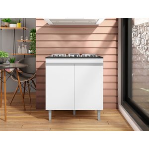 Balcão Multiuso Cooktop Andreia P/ 4 ou 5 Bocas 80 Cm Ajl Móveis - Branco