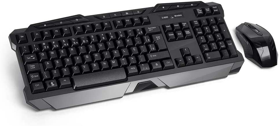 TECLADO E MOUSE SEM FIO 2.4GHZ MULTIMIDIA GAMER USB PRETO TC166 - 1