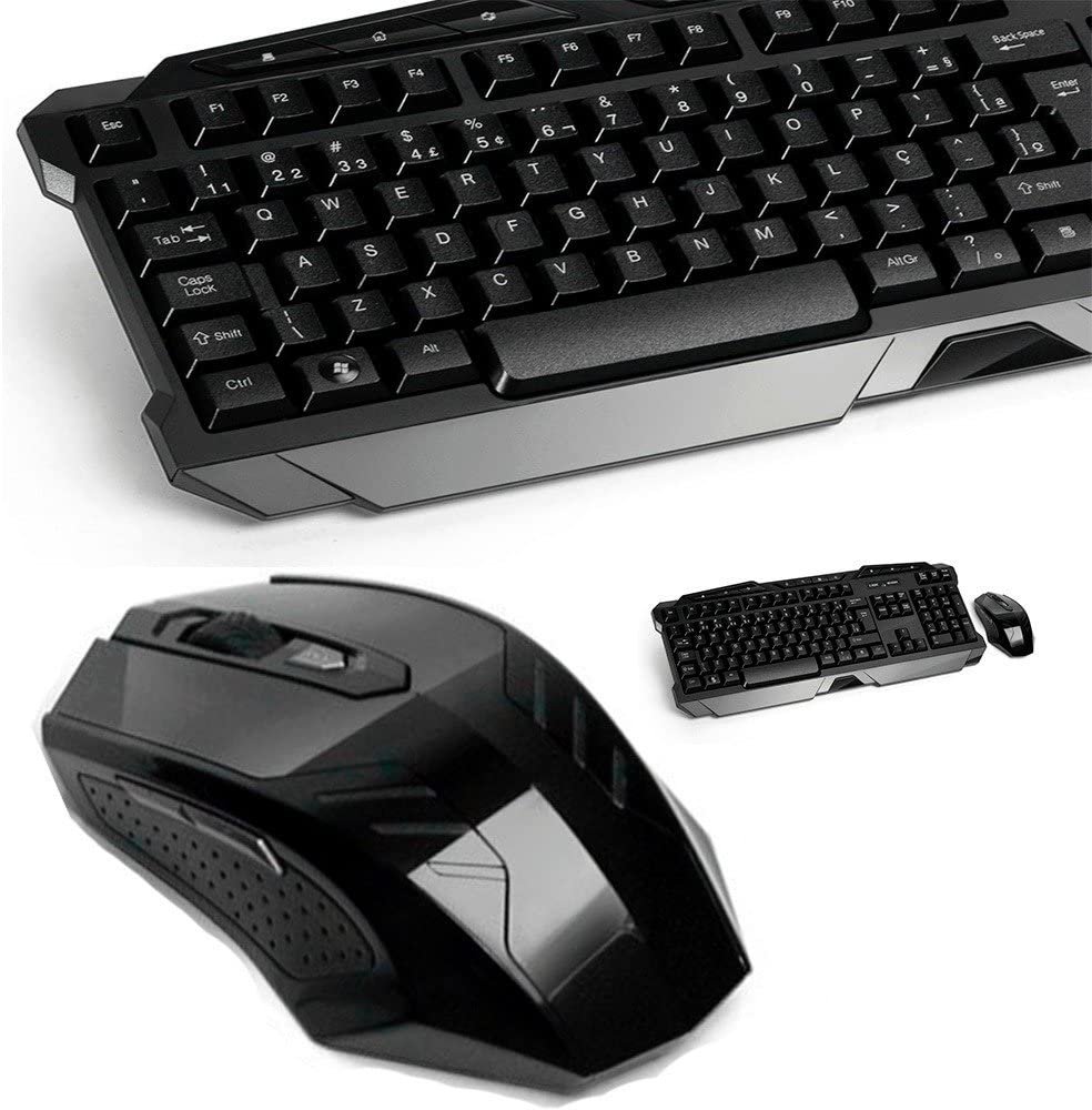 TECLADO E MOUSE SEM FIO 2.4GHZ MULTIMIDIA GAMER USB PRETO TC166 - 3