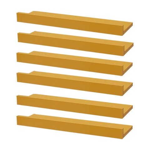 Kit 6 Prateleiras Porta Quadros 50 X 15cm Amarela Suporte Invisível